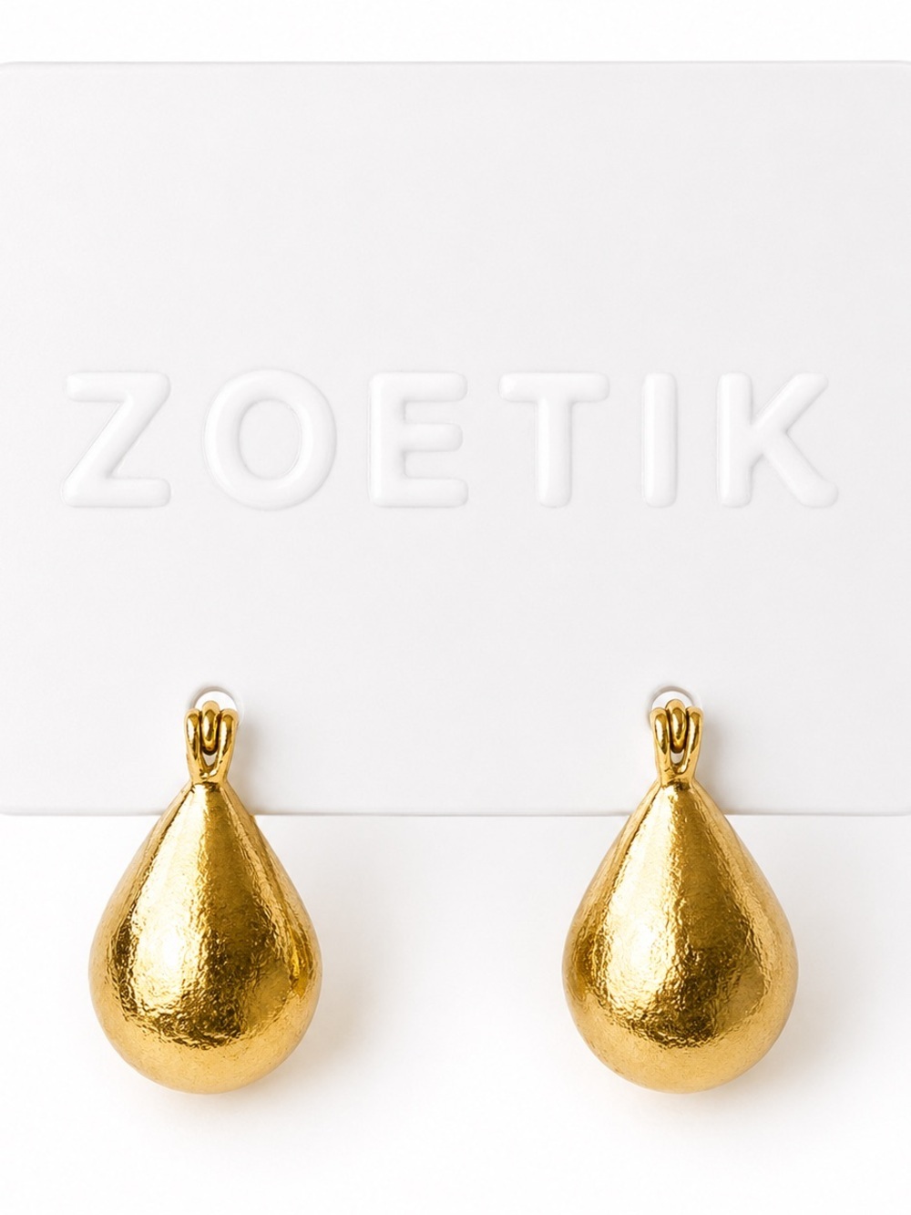 Zoetik Gold Tone Teardrop Hoop Earrings Chunky Statement Modern NWT Boutique